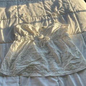 John Galt White Flowy Tank Top